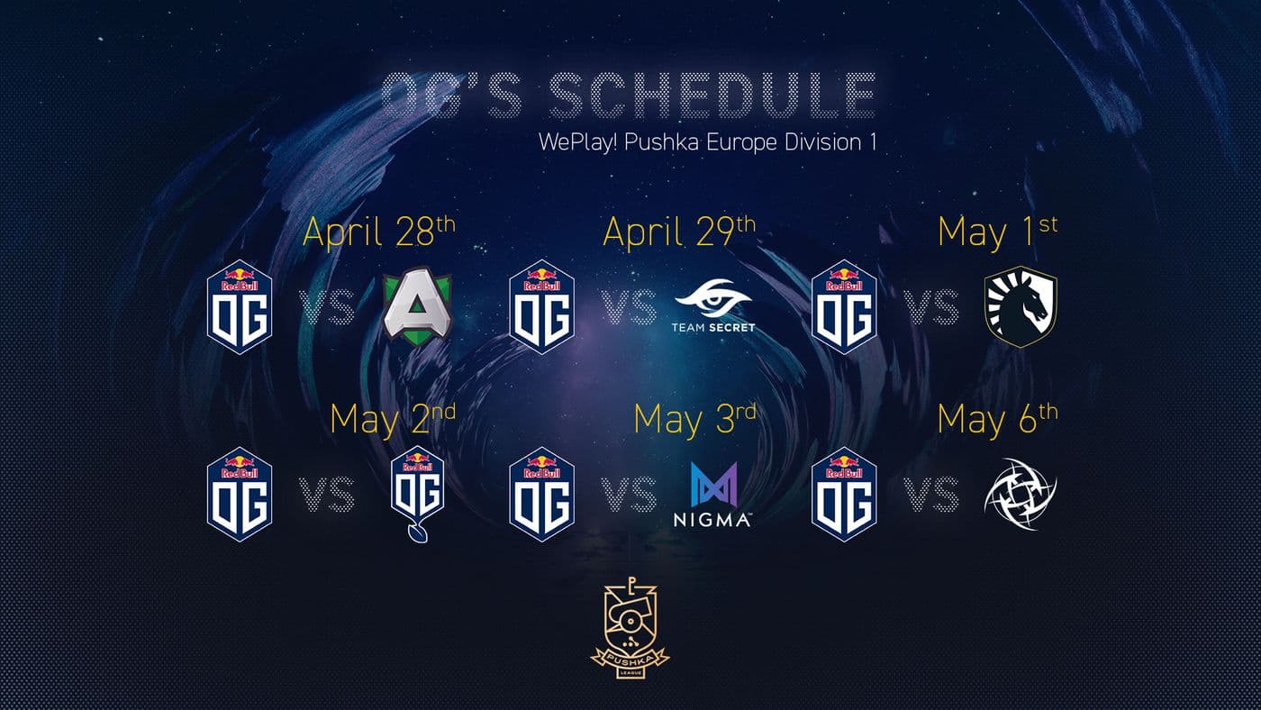 Weplay! Pushka League schedule: OG main roster